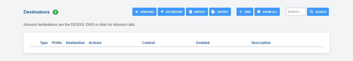 FusionPBX Destinations 1